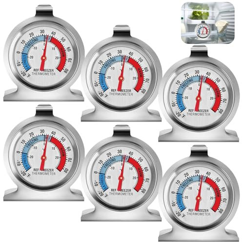 6 termometri per frigorifero: termometro digitale per congelatore con gancio e supporto, termometro per congelatore impermeabile, funzione max min record perfetto