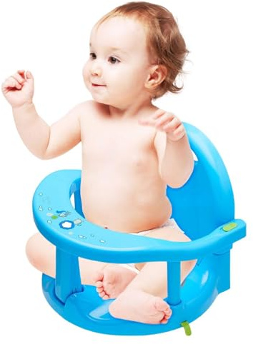 Gupcaqosjw Siège de pour bébé | 32 x 28 x 32 cm | Siège de bain pour bébé | Siège de bain pliable | Siège de bain avec ventouses | Siège de bain pour bébé de 6 à 18 mois (bleu)