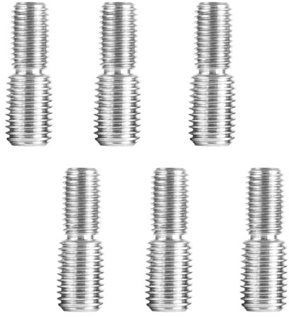 6 viti a vite con doppia filettatura, M8 x 20 mm fino a M10 x 20 mm, doppia vite filettata, adattatore filettato in acciaio inox 304, per giunto in legno, gambe dei mobili