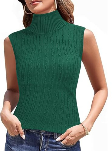 Totatuit Maglietta da Donna Senza Maniche Basic Collo Alto Top Maglia Elegante Canottiera Elasticizzato vestibilità Primavera Lupetto Canotta