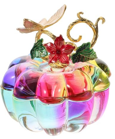 PRETYZOOM Décoration Dautomne en Forme De Citrouille Boîte De Rangement en Verre pour Bijoux Artisanat Dhalloween Unique Couleur