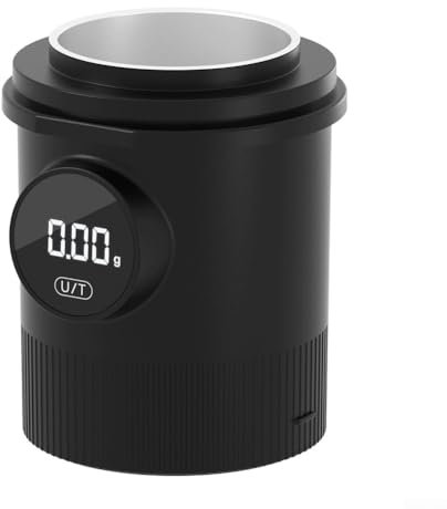 Bilancia digitale per caffè elettronica, con schermo LCD, misurino per caffè, 9 x 8 x 8,1 cm (nero/argento