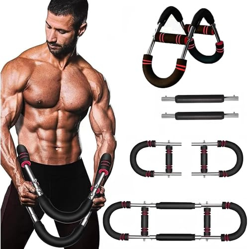 Shaker Twister Arm Trainer,Adjustable Chest Expander,Portable Power Twister Bar Muscular Strength Enhancer,Shape The Perfect Body for Men,for Beginners and Professional (Black and Red)