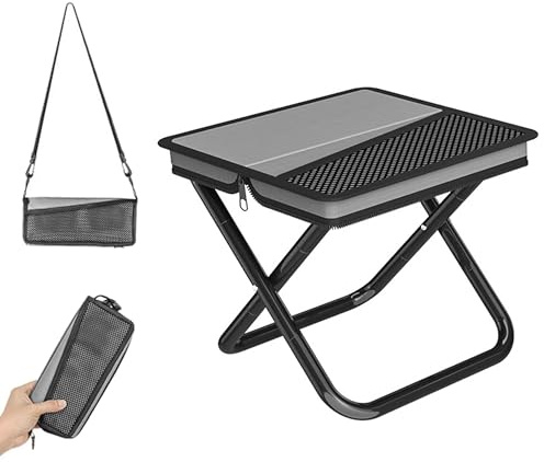 Phamouu Camping Stool Pocket Chair, Lightweight Portable Stool with Shoulder Strap, Capacity 220lbs for Adults Outdoor Hiking Fishing Travel-Medium Grey