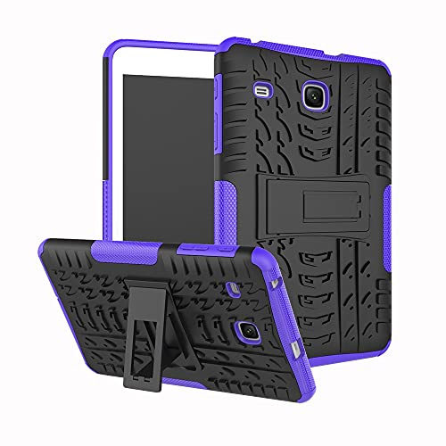 Tablettskydd Tablet Cover For Samsung Galaxy Tab E 8,0 tum 2017 / T377 T378 Däcktextur Shocksäker TPU + PC Skyddsväska med vikningshandtag(Mor)