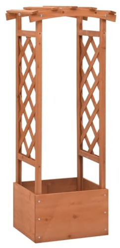 Jardinière en bois de sapin massif avec treillis et arche de rosiers - Jardinière résistante aux intempéries pour plantes grimpantes en plein air - Jardinière en bois durable avec intégré