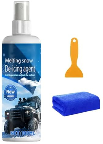Générique Spray Déverglaçant | 100ml Agent Déglacent Fondant La Neige,Spray Déglaceur pour Vitres - pour Pare-Brise Essuie-Glace Voiture Camping-Car Camion Garage Autoroute Stationnement