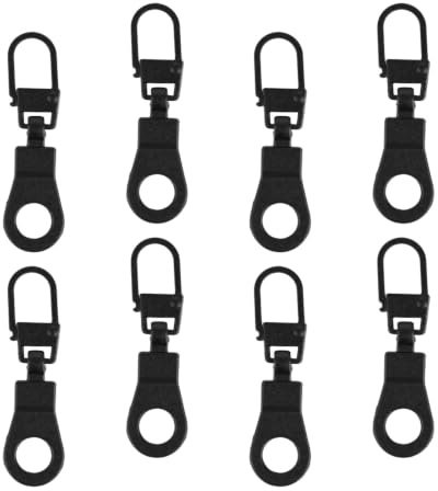 NQEUEPN 8Pcs Tirette Fermeture Éclair Rechange, Tireurs Tête Fermeture Éclair Détachables Curseur Réparation Tirette Métallique Fixateur Poignée pour Vêtements Sac À Dos Vestes (Noir)