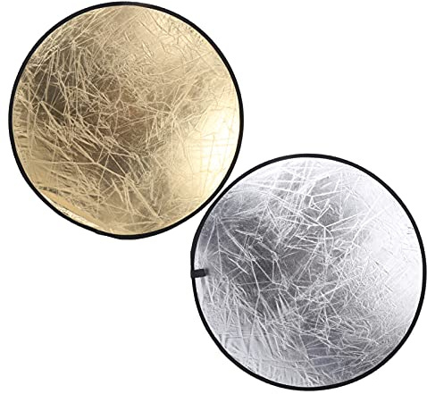 Qudinip 80 Cm Hopfällbar Ljusreflektor med guld- och Silverytor för Utomhusporträttfotografering