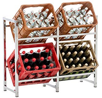 CLP Estantería para Cajas De Bebidas Lennert I Soporte para Organizar Cajas I Estante De Almacenamiento para Cajas | Color Cromado Tamaño L