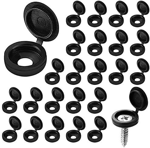 guangyuan Screw Covers 100pcs Black Plastic Screw Cap Hinged Fold Over Caps Rubber Dust Washer Flip Tops for M4-M8 Screw