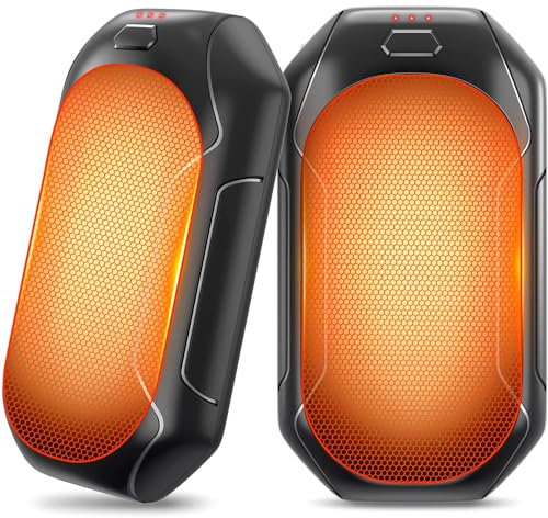 Handwärmer, 2-in-1 wiederaufladbarer Elektrischer Handwärmer,2 Stück 5200mAh Tragbarer Taschenwärmer,3 Sekunden Heizung&10+ Stunden Lang Anhaltende Hitze für Outdoor-Sport Golf Camping Winter Geschenk