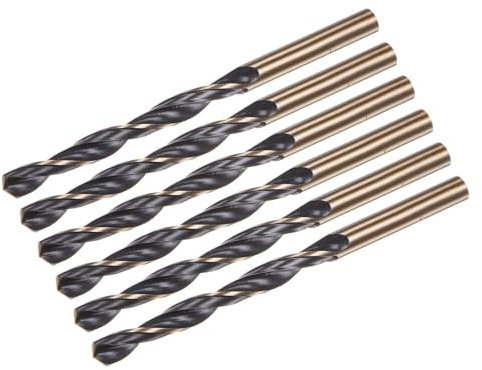 QUARKZMAN Lot de 6 Forets Hélicoïdaux de 6 mm (0,236) en Acier Rapide M2 Revêtus de Nitrure Noir et de Titane Doré Pour Acier Inoxydable, Alliage D'Aluminium et Métal
