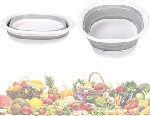 Kinwodon Collapsible Washing up Bowl, 4L Folding Hand Wash Basin Portable Washbasin Multipurpose Outdoor Travel Basin Bucket for Kitchen Camping Caravans