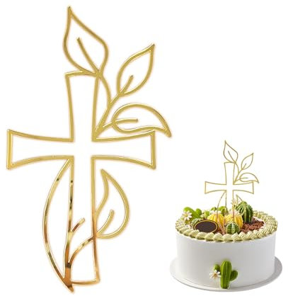 1 inserto per torta battesimale, inserto per torte, decorazione personalizzata, decorazione per feste, adatto per comunione, battesimo, festa di compleanno (oro)