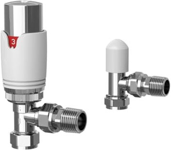 Plumb Bliss Modern Thermostatic TRV Valve (15mm x 1/2) Angled with Lockshield (1)