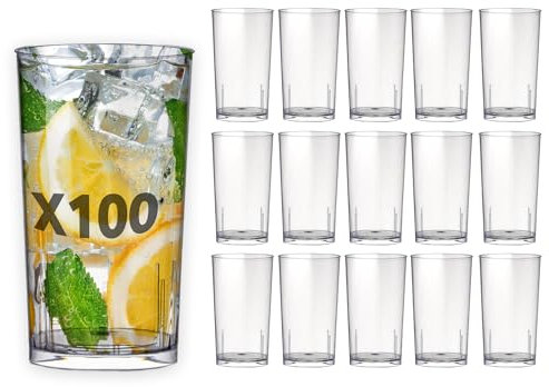 Table'Colors 100 Verres Tube 20 cl Lavables et Réutilisables - Fabriquée en France - Parfaits pour Cocktails et Apéritifs - Jus d'orange - Soda - Pastis - Eau