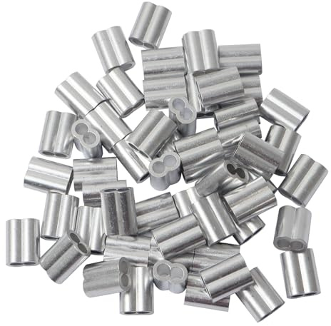 KASURE 70 manicotti in alluminio, morsetti per funi da 5 mm, morsetti a pressa, passante per crimpare in alluminio per corda in gomma, corda in acciaio, corda di espansione, corda per teloni