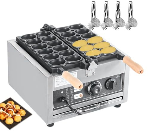 forplubossmmp Waffle Makers & Irons Machine + 4 Grilling Tongs, Commercial Bubble Waffle Maker with 180° Flip, Non-Stick Cooking Plates Waffle Maker, Temperature Range: 50~300℃, Timing: 0-5 Mins