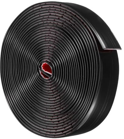 QUARKZMAN Guarnizione per Muro, 16Ft x 1.2 Pollici Angoli in PVC e Striscia di Silicone per Bordi Tavolo Cornice Porta Battiscopa per Piastrelle e Spazi tra Muri Decorazione Casa Nero