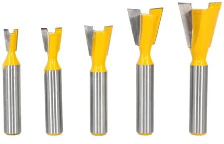 KAPQIN 5PCS 8mm Shank Dovetail Joint Router Bits Set 14 Degree Woodworking Engraving Bit Milling Cutter For Wood