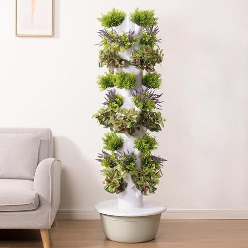 Kit de jardín hidropónico vertical con lámpara de cultivo ajustable, sistema inteligente de jardinería interior para hierbas y verduras, torre de maceta de 7 capas