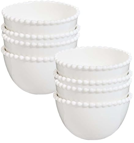 Ceramic Dinner Set Mix & Match Tableware Plates and Bowls Set with Beaded Edge Design Dishwasher/Microwave Safe Dinner Table Crockery for 8 People (Bowls)