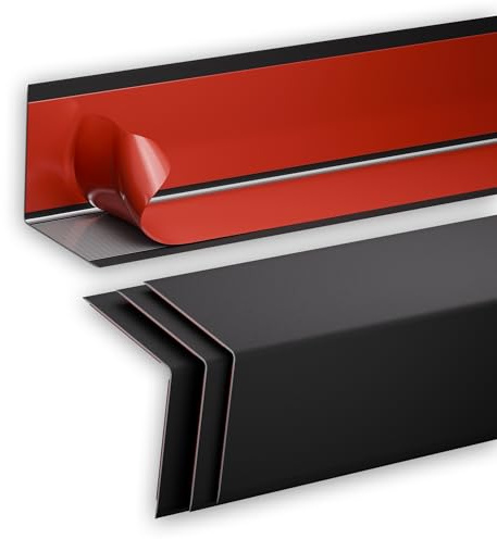 4Pcs 36 Metal Corner Protectors, Aluminum Self-Adhesive Corner Guards, for Edge Protection & Decoration on Walls, Furniture, Cabinets, Kitchen Islands (Black, 36x0.7x0.7)