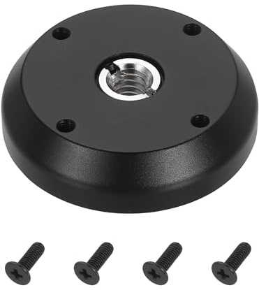 PATIKIL 3/8 tum gängstativ adapterhållare, aluminiumlegering fläns väggmontering stativmonteringsplatta med 1/4 tum adapterskruv för magisk armmonitor ljus blixt DSLR-kamera, svart