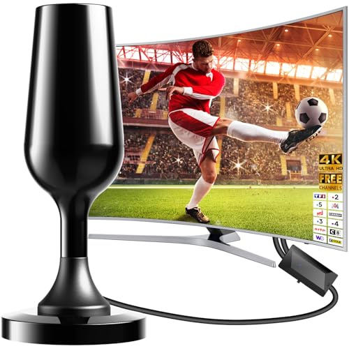 Antenne TV intérieur puissante,HD Digital Smart TV antenne, Adapté pour Portable Indoor antenne,supporte Les 4K 1080P Chaîne Locale