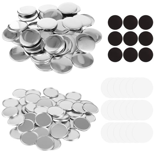 100PCS Round Button Parts, DIY Fridge Magnet Button Maker Supplies for Rounds-Shaped Button Maker Machine 58mm, Includes Frosted Covers, Adsorptive Sheets, Clear Protective Films (Round)