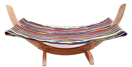 KFGISD, Sedia a Dondolo in Legno for Gatti, Comoda Cuccia for Animali Domestici Adatta a Gattini, Cuccioli, Conigli, Coniglietti e Piccoli Animali.,Lettino per Gatti(B)