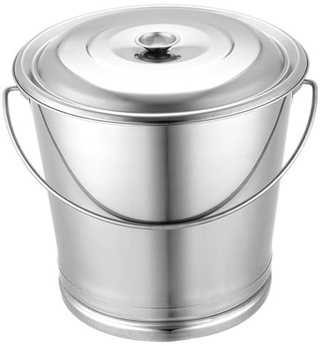 Bidone per compost in acciaio inox da 8 litri con coperchio, contenitore per alimenti di grande capacità, secchio portatile in metallo con manico, per farina di riso, cereali, cucina nization