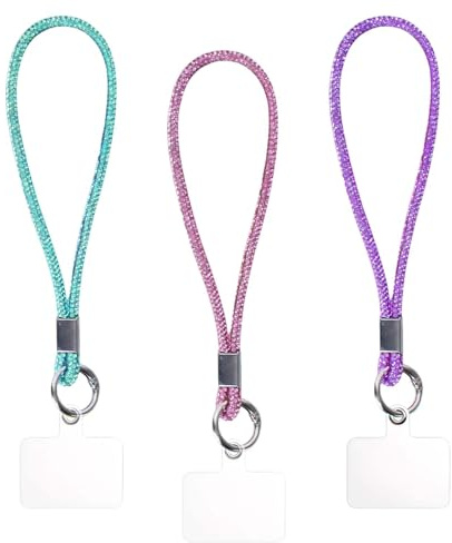 FooYee 3 stycken mobiltelefonsnodd, strass, universal, diamantmobiltelefonband, handled, mobiltelefonkedja, mobiltelefonkedja, handledsband, glitter, strass, kristall, telefon, snodd för alla