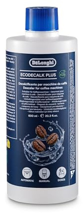 De'Longhi EcoDecalk Plus Descalcificador para Cafeteras, 6 Dosis de Descalcificación, Descalcificador para Máquinas de Café, Fórmula con Ingredientes de Origen Vegetal, Botella de 600 ml (DLSC506)