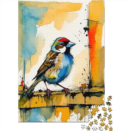1000 Piece Jigsaw Puzzle for Adults, House Sparrow Watercolor Painting, 52x38cm/1000pcs, Thoughtful Gift Idea, Screen-Free Leisure And Quiet Weekends