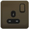 Schneider Electric - Lisse Screwless Deco, Switched Single Power Socket, 13A, Single Pole, Mocha Bronze with Black Insert, GGBL3010BMB