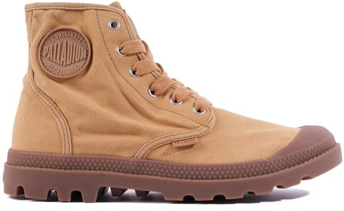 Palladium Men's Pampa Hi Boot, Vegan Canvas Lace Up Boot, Woodlin, 10.5 M
