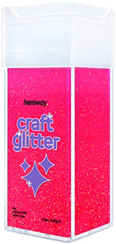 Hemway Craft Glitter Shaker Fluorescent Pink 130g Extra Chunky | for Resin & Epoxy Crafts, Christmas Art Supplies, Nail, Body, Face, Eye, Festival, Crafting, Slime, Sparkle