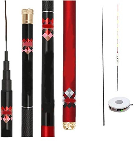 Super Hard Powerful Hand Pole Telescopic Fishing Rod Carbon Fiber Freshwater Carp Fishing 3.6m/4.5 M/5.4m/6.3m DaJiKan (Color : Red 1, Length : 3.9m 19 Hardness)