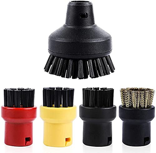 KEEPOW 5 Stück Rundbürstenset für Kärcher Dampfreiniger Zubehör SC1 SC2 SC3 SC4 SC5 (1 Große Rundbürste + 4 Kleine Rundbürsten)