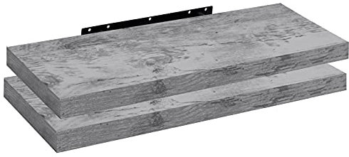 WOLTU 2X Wandregal Wandboard Bücherregal Regale für Deko Wandablagen aus MDF Holz, 2er Set Hängeregal Grau Eiche, 100x22,9x3,8cm RG9317grei-2