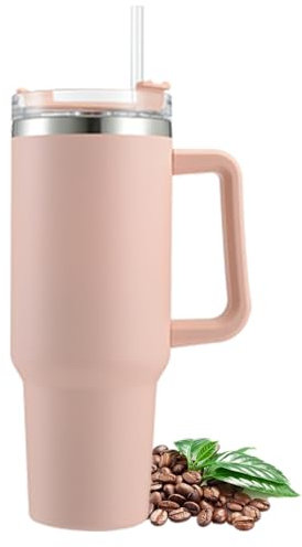 VBLL 40 oz (1,18 L) Kaffeebecher to Go Doppelwandiger Edelstahl‑Thermobecher Auslaufsicherer Tumbler mit Griff, Strohhalm & Deckel Passt in Auto‑Cupholder BPA‑frei, hält Getränke kalt 12 h/heiß 6 h