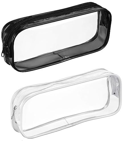 Tadipri Klares Federmäppchen Durchsichtig Pvc Transparentem Federmäppchen Make-Up-Taschen Reise-Kulturbeutel Für Schreibwaren, Kosmetikaufbewahrung Für Kinder, Studenten Und Erwachsene 2 Stück