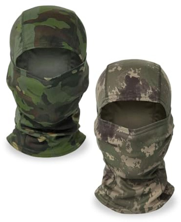 EUPSIIU 2 Pieces Mens Camouflage Balaclava Camouflage Balaclava Ski Face Mask Windproof Face Mask Full Face for Sports Hunting Cycling Motocycling Breathable Hood Ninja Headwear (2 Colors)