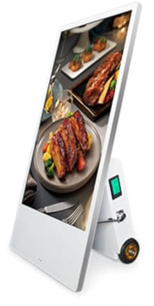 generico Espositore da interno LCD per Digital Signage da 43 dotato di ruote per facilitare lo spostamento e batteria ricaricabile