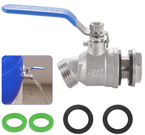 LUOFANT High Flow Rain Barrel Spigot, Lead-free，304 Stainless Steel Faucet Kit for Plastic and Other Top Open Barrel, Quarter Turn Spigot