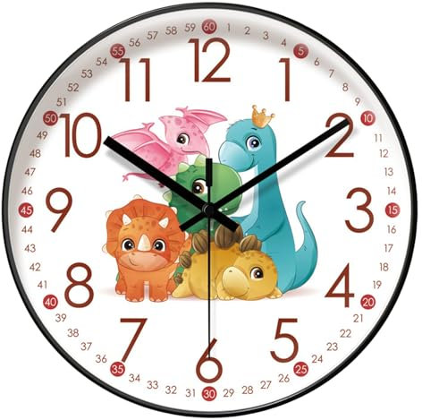 SPORWAY Wanduhr Kinder Ohne Tickgeräusche: 10'' Kinderwanduhr Jungen Mädchen, Wanduhr zum Lernen Kinderlernuhr Bunt mit Lautlosem Uhrwerk für Kinderzimmer Schlafzimmer Küche Wohnzimmer (Rosa)