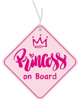 2x Duftbaum mit,Princess on Board' Motiv, Auto niedlich Duftspender, Duftbaum Auto tuning, Lufterfrischer, Duftanhänger Auto, Set Auto
