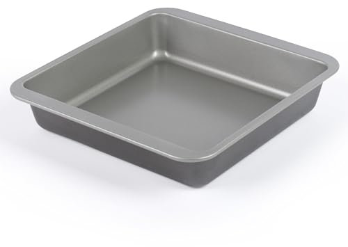 Salter Essentials 26 cm Square Baking Tin – Non-Stick Coating, Cake Pan, Dishwasher Safe, Easy to Clean, Made in The UK, Durable Carbon Steel, Lightweight Brownie Tin, PFOA-Free, BW13664
